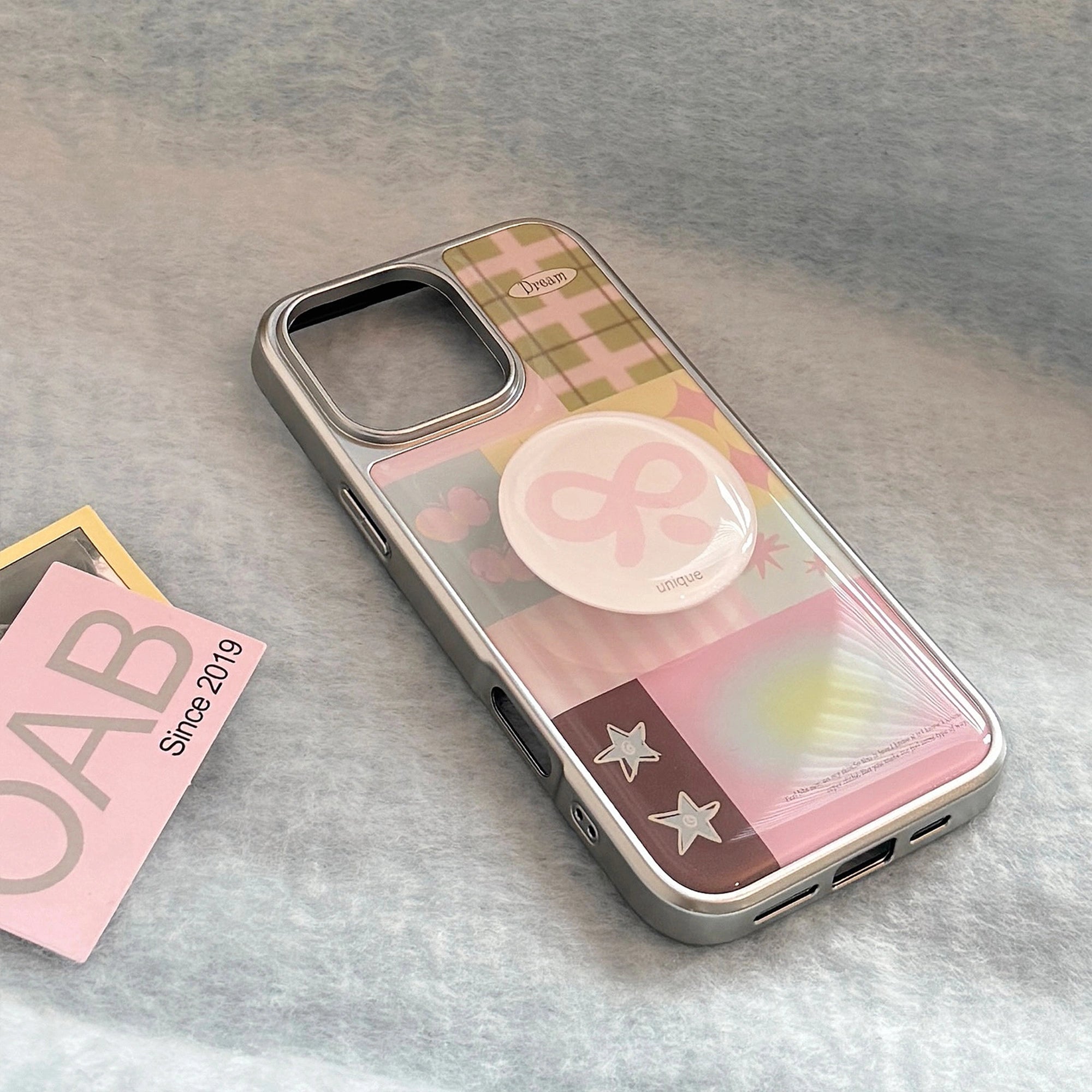 Pink Butterfly Grid - iPhone Case